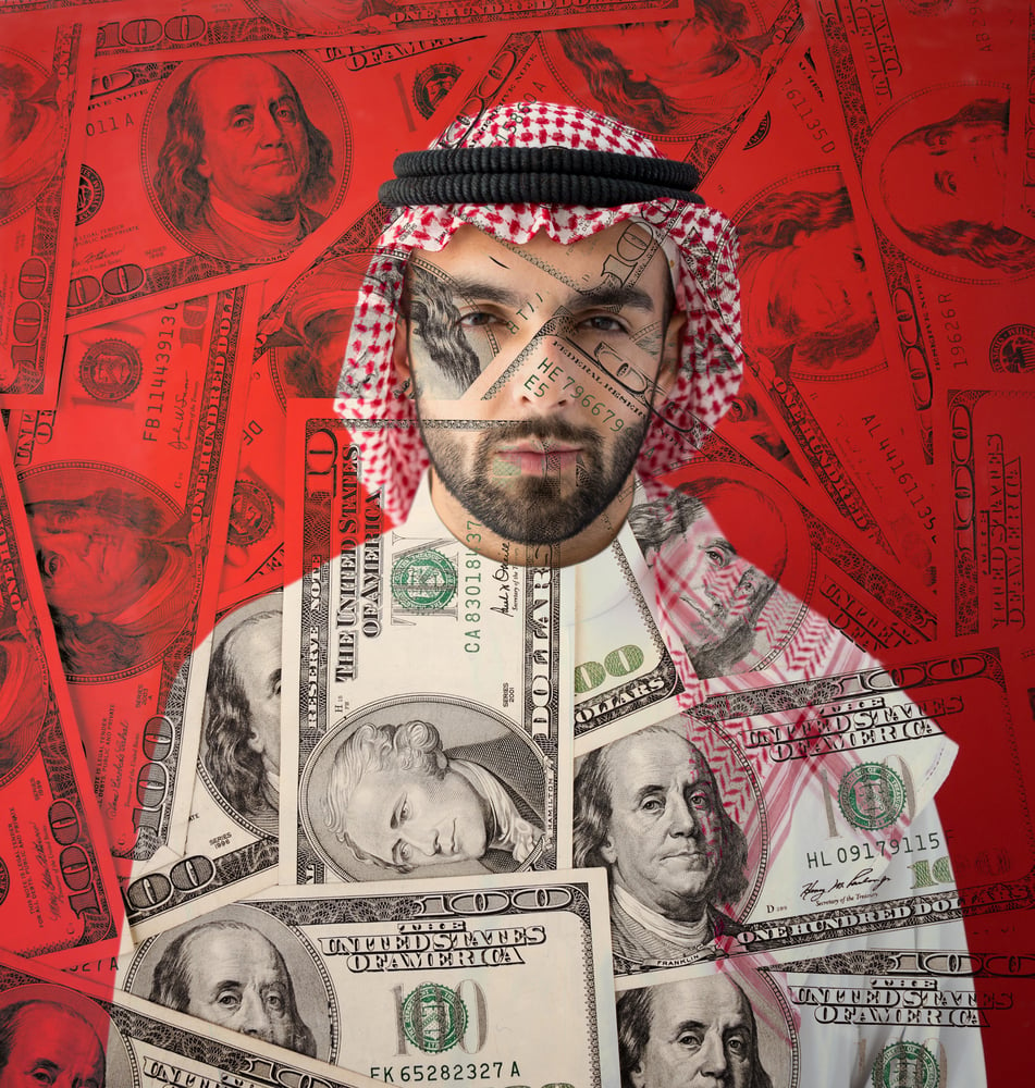 Arabic rich businessman with money background